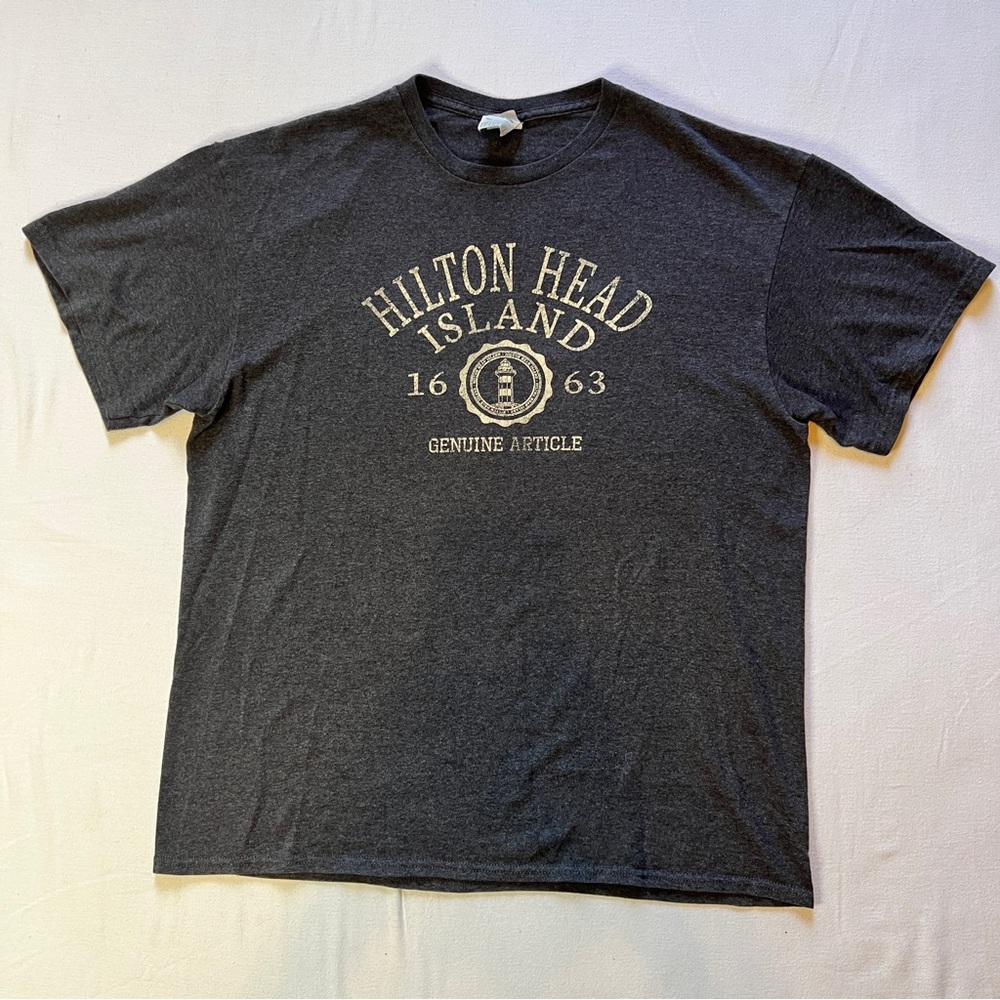 Vintage Delta Pro Weight Gray Hilton Head‎ Island Graphic Tee Adult Large